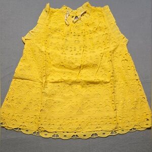 Ollari New York Charlie Blouse Sunflower Yellow Eyelet Size Medium PTP 20